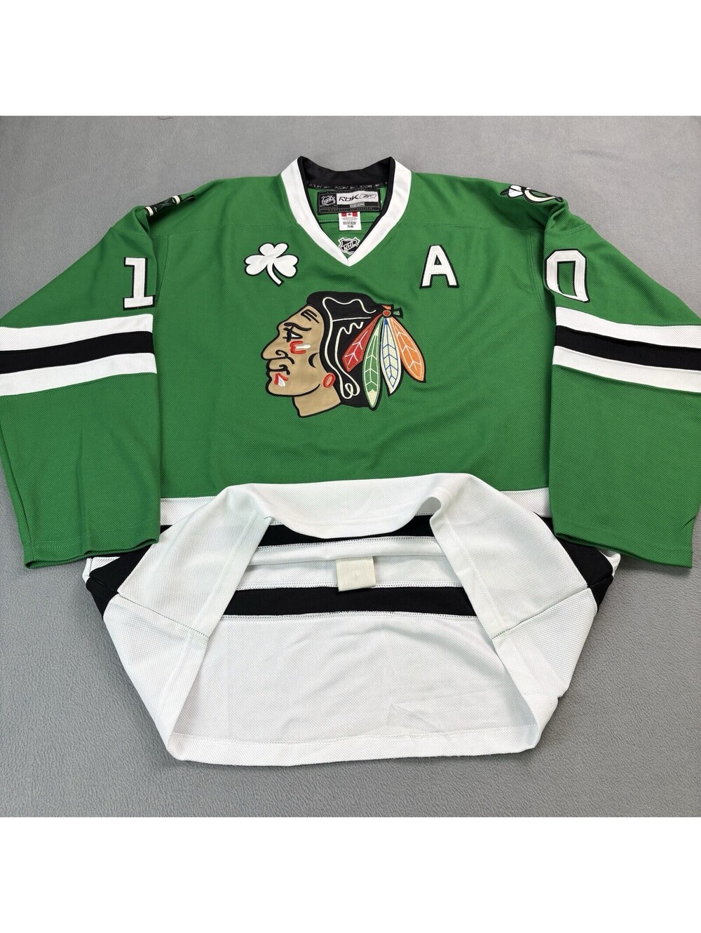 Chicago Blackhawks St Patricks Day Sharp NHL Hockey Jersey Size 56 Reebok Green
